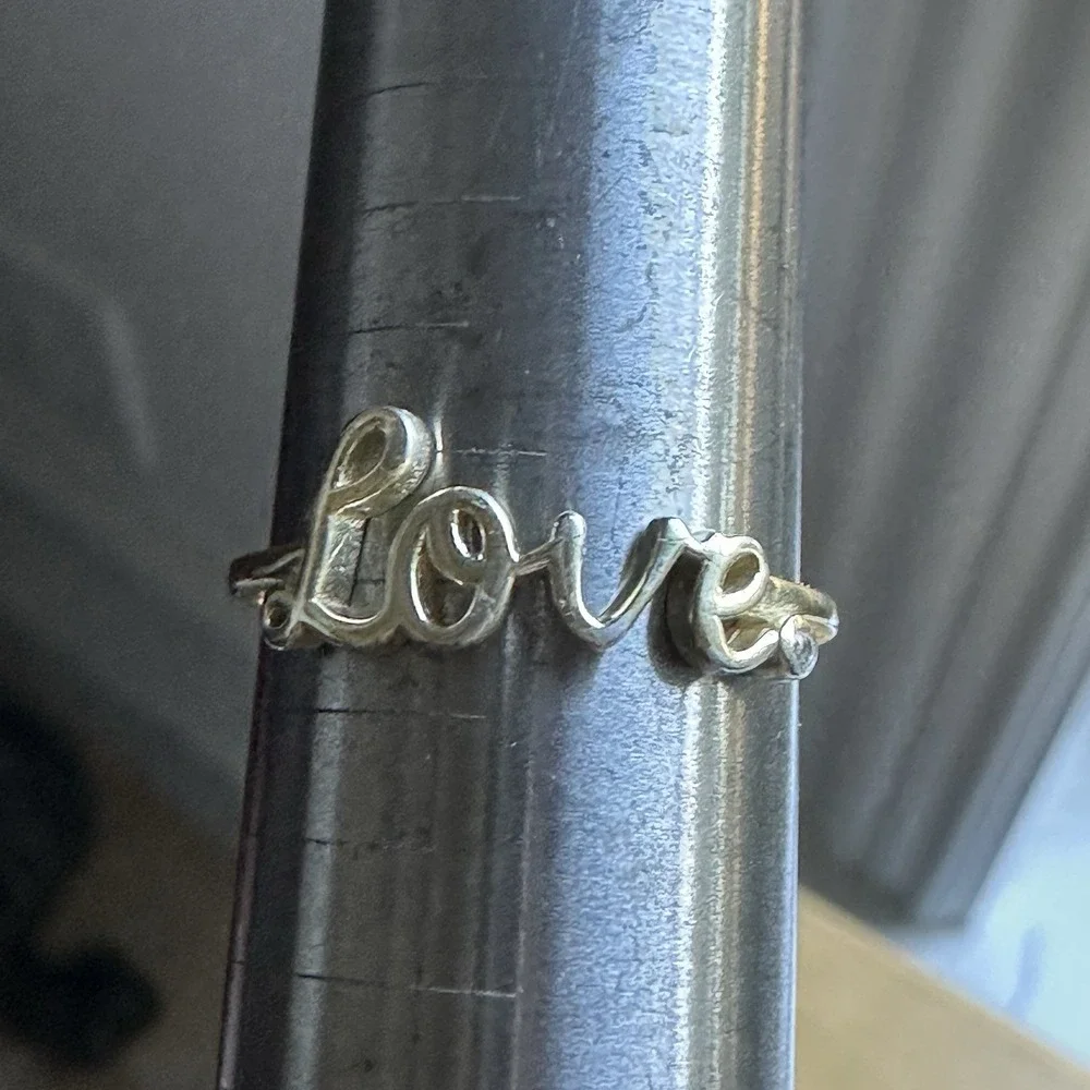 Vintage Accent Love Ring Size 7.25 Promise Gift Clear CZ Gem 925 Sterling 1.2g